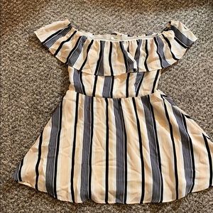 Lucca Couture off the shoulder striped dress